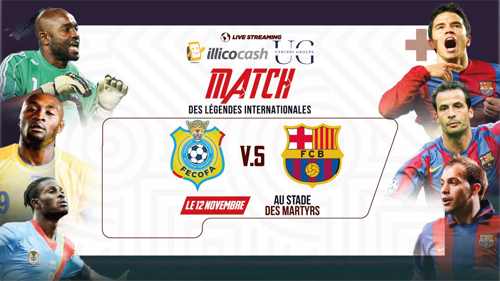 Match des Légendes au Stade de Martyrs : Anciennes Stars du FC Barcelone vs Léopards - 12 Novembre 2023